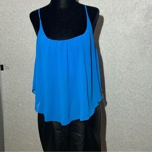 Medium Vintage Royal Blue Spaghetti Strap Blouse - Beach & Business Casual‎